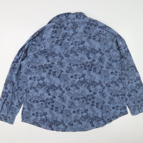 Maine Women’s Blue Floral Chambray Blouse, Size 22