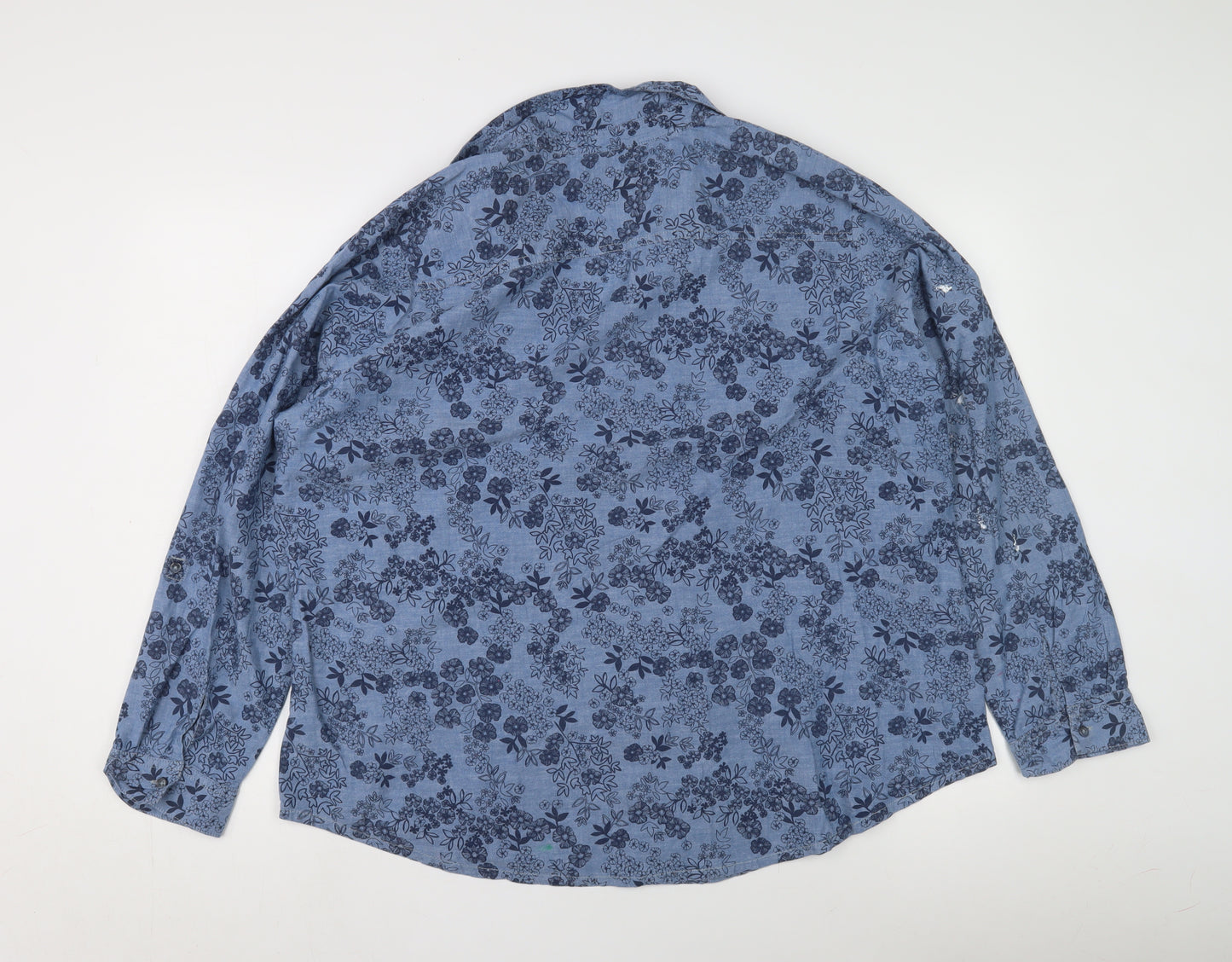 Maine Women’s Blue Floral Chambray Blouse, Size 22