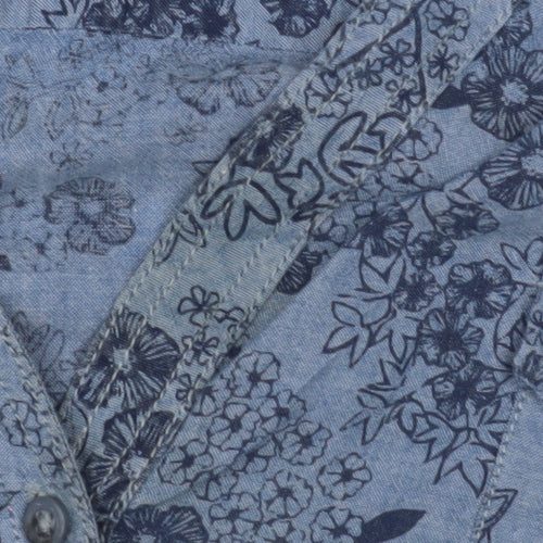 Maine Women’s Blue Floral Chambray Blouse, Size 22