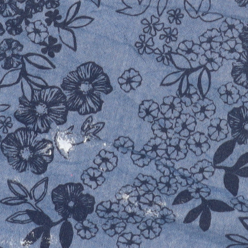 Maine Women’s Blue Floral Chambray Blouse, Size 22