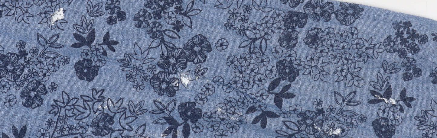 Maine Women’s Blue Floral Chambray Blouse, Size 22