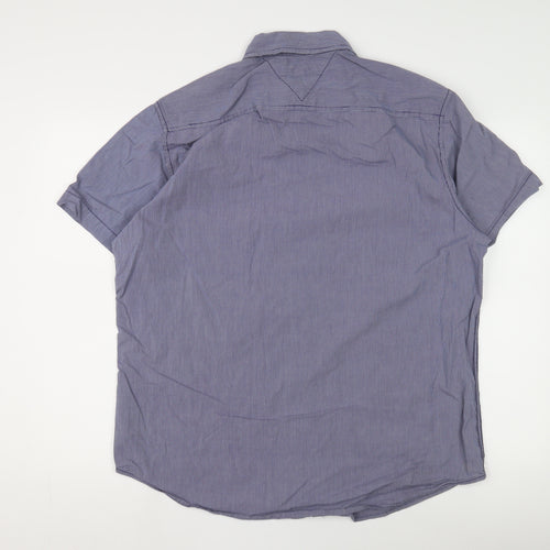Tommy Hilfiger Men's Blue Striped Button-Up Shirt L