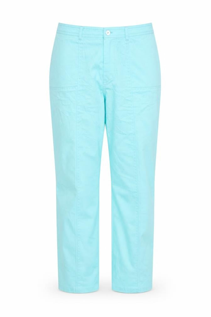 Front view of Lucia Women's Blue Regular Fit Trousers, size 18