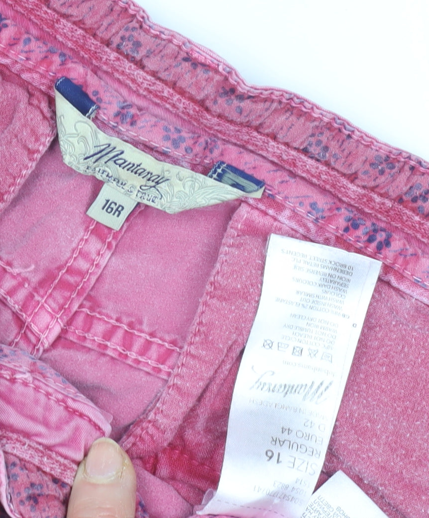 Mantoni Women's Pink Chino Trousers Regular Size 16