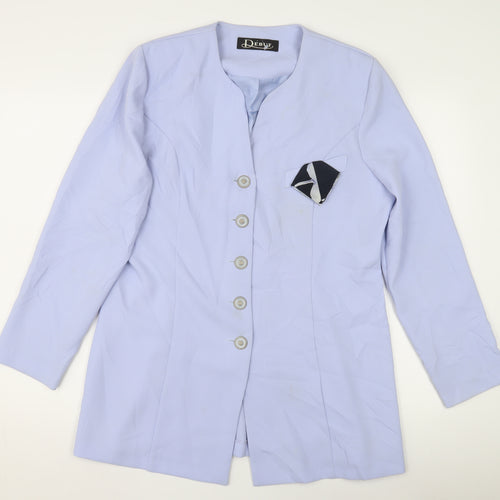 Debut Women's Blue Mid-Length Coat, Size 14, Button Closure