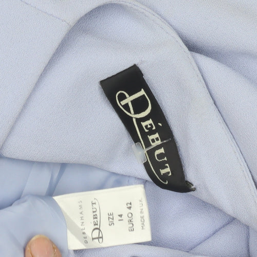 Debut Women's Blue Mid-Length Coat, Size 14, Button Closure