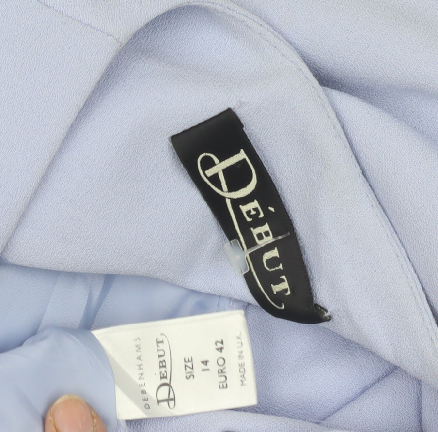 Debut Women's Blue Mid-Length Coat, Size 14, Button Closure
