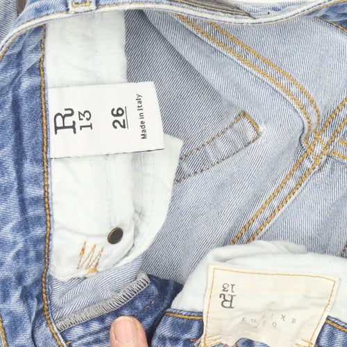 R13 Unisex Kids Blue Straight Jeans, 26 In Waist, Size 2XL
