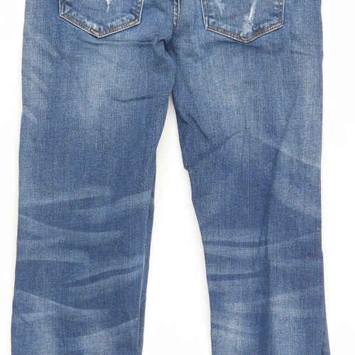 River Island Men's Blue Distressed Straight Jeans Size 28