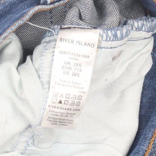 River Island Men's Blue Distressed Straight Jeans Size 28
