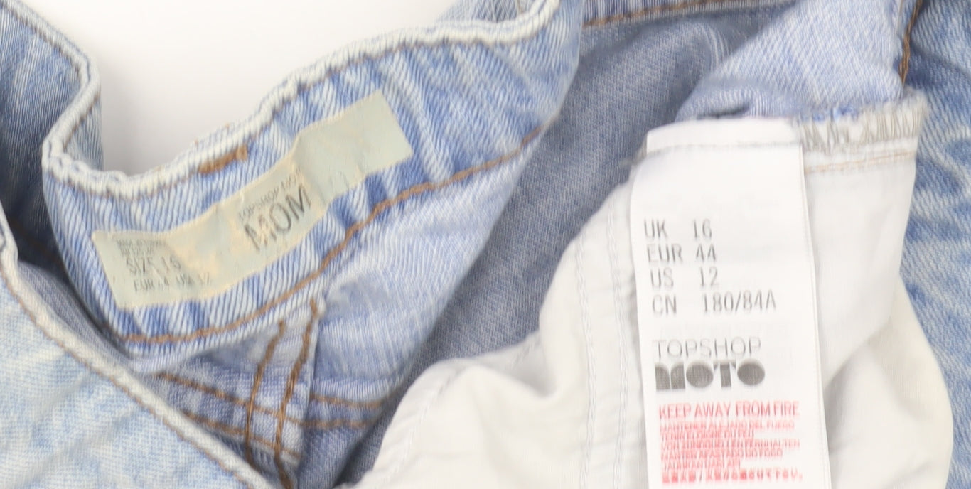 Topshop Women's Blue Mom Denim Shorts Size 16