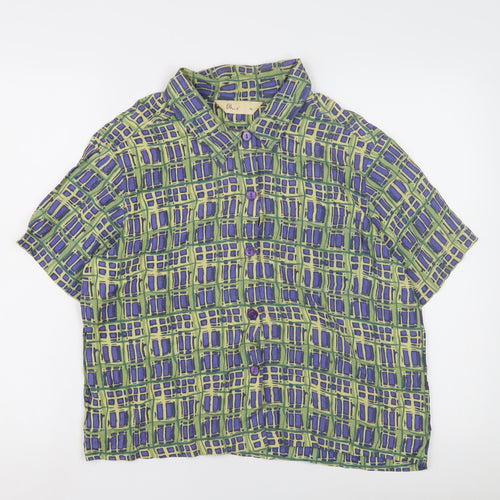 BHS Women's Geometric Multicoloured Button-Up Shirt