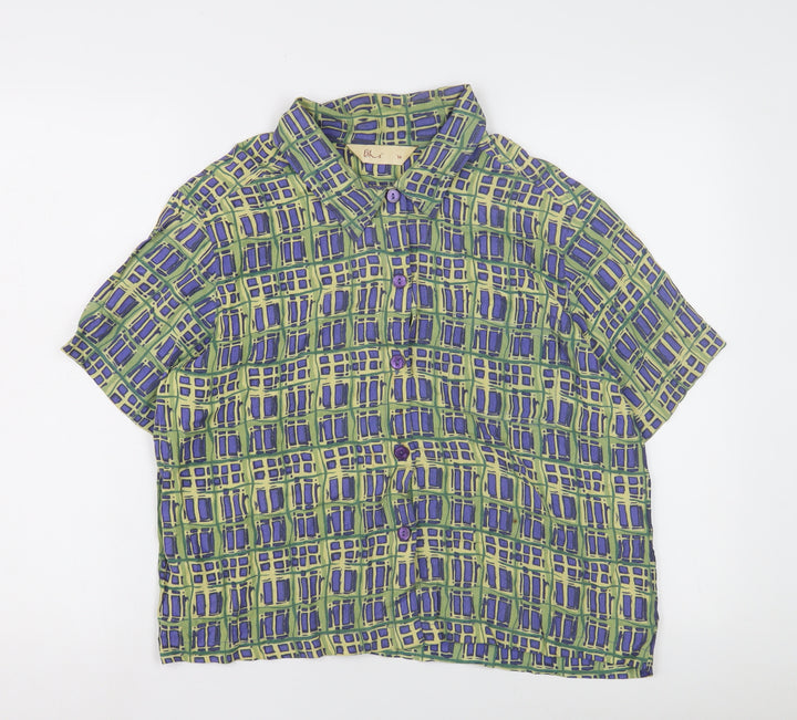 BHS Women's Geometric Multicoloured Button-Up Shirt