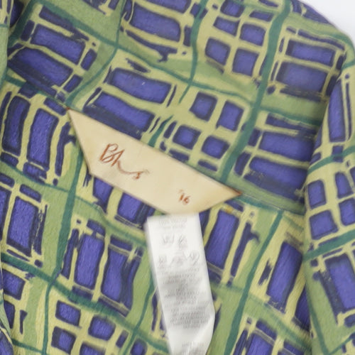 BHS Women's Geometric Multicoloured Button-Up Shirt