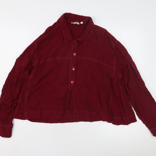 Miss Selfridge Women's Red Button-Up Shirt, S, Long Sleeve