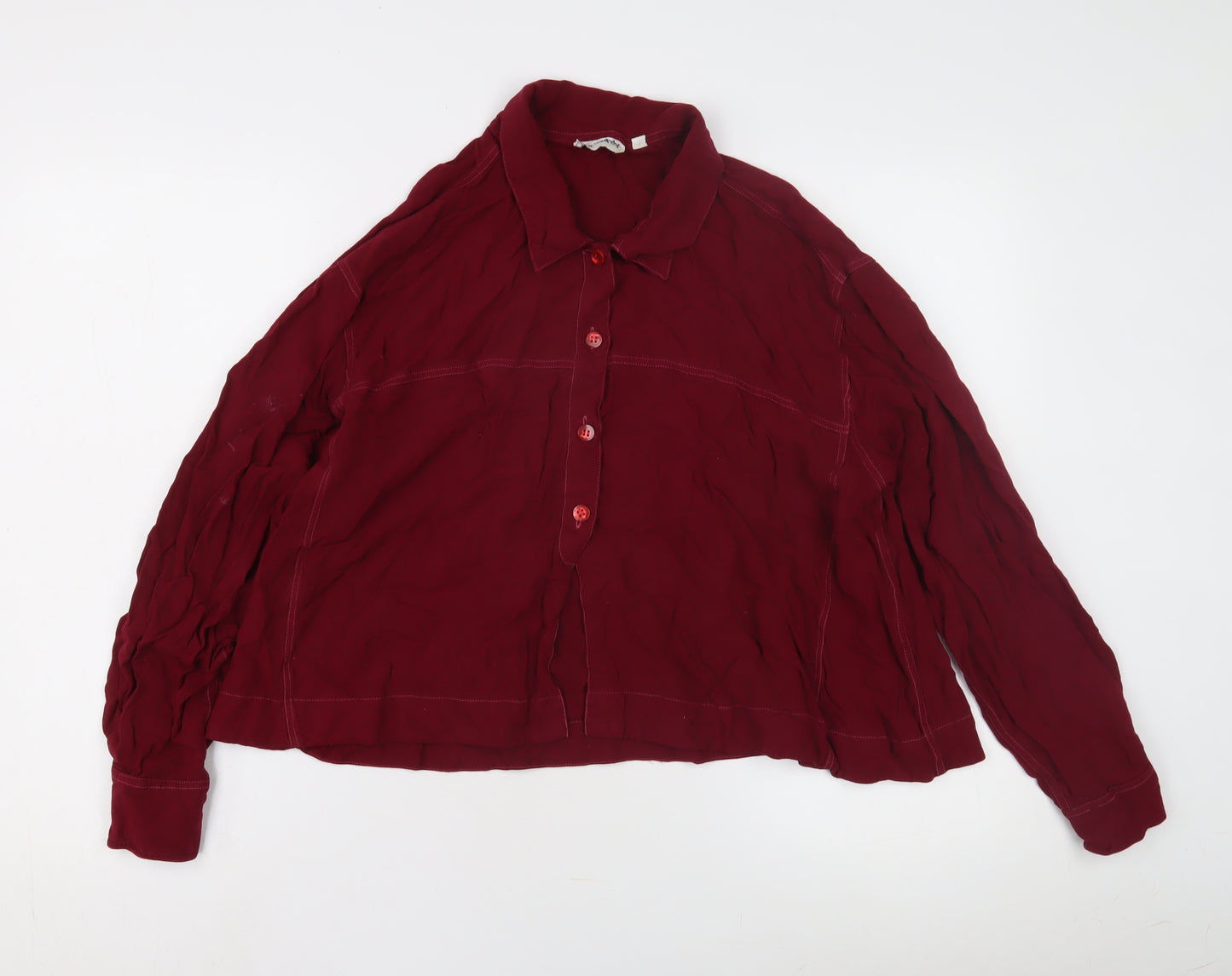 Miss Selfridge Women's Red Button-Up Shirt, S, Long Sleeve