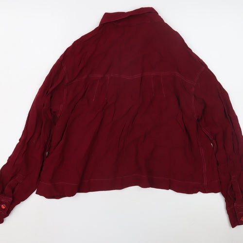 Miss Selfridge Women's Red Button-Up Shirt, S, Long Sleeve