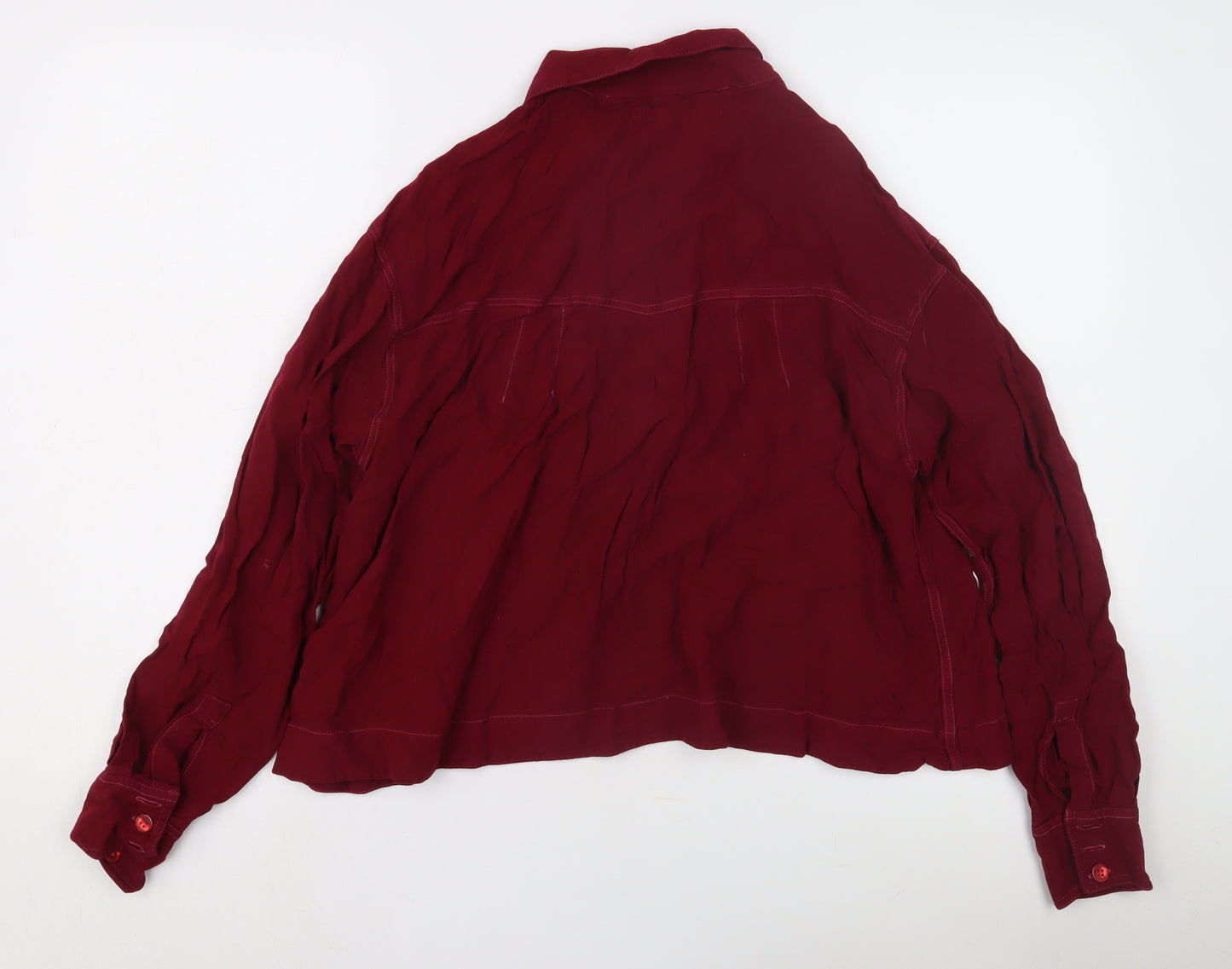 Miss Selfridge Women's Red Button-Up Shirt, S, Long Sleeve