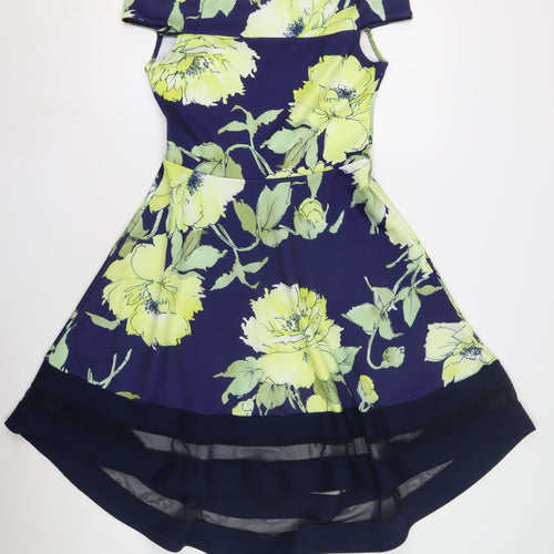 Quiz Women's Multicoloured Hi-Low Fit & Flare Dress, Size 10