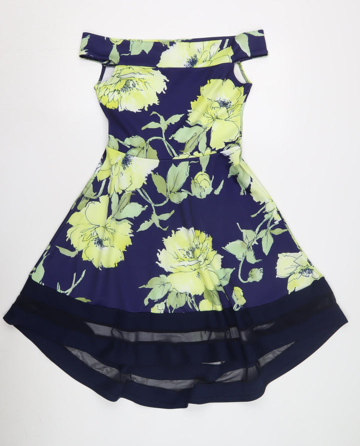 Quiz Women's Multicoloured Hi-Low Fit & Flare Dress, Size 10