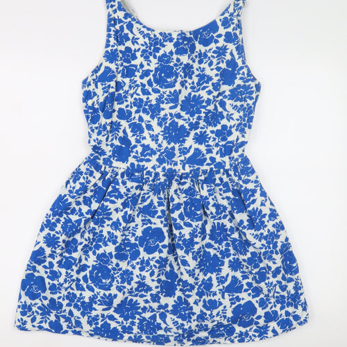 Topshop Women's Blue Skater Dress - Size 12, Floral, Summer