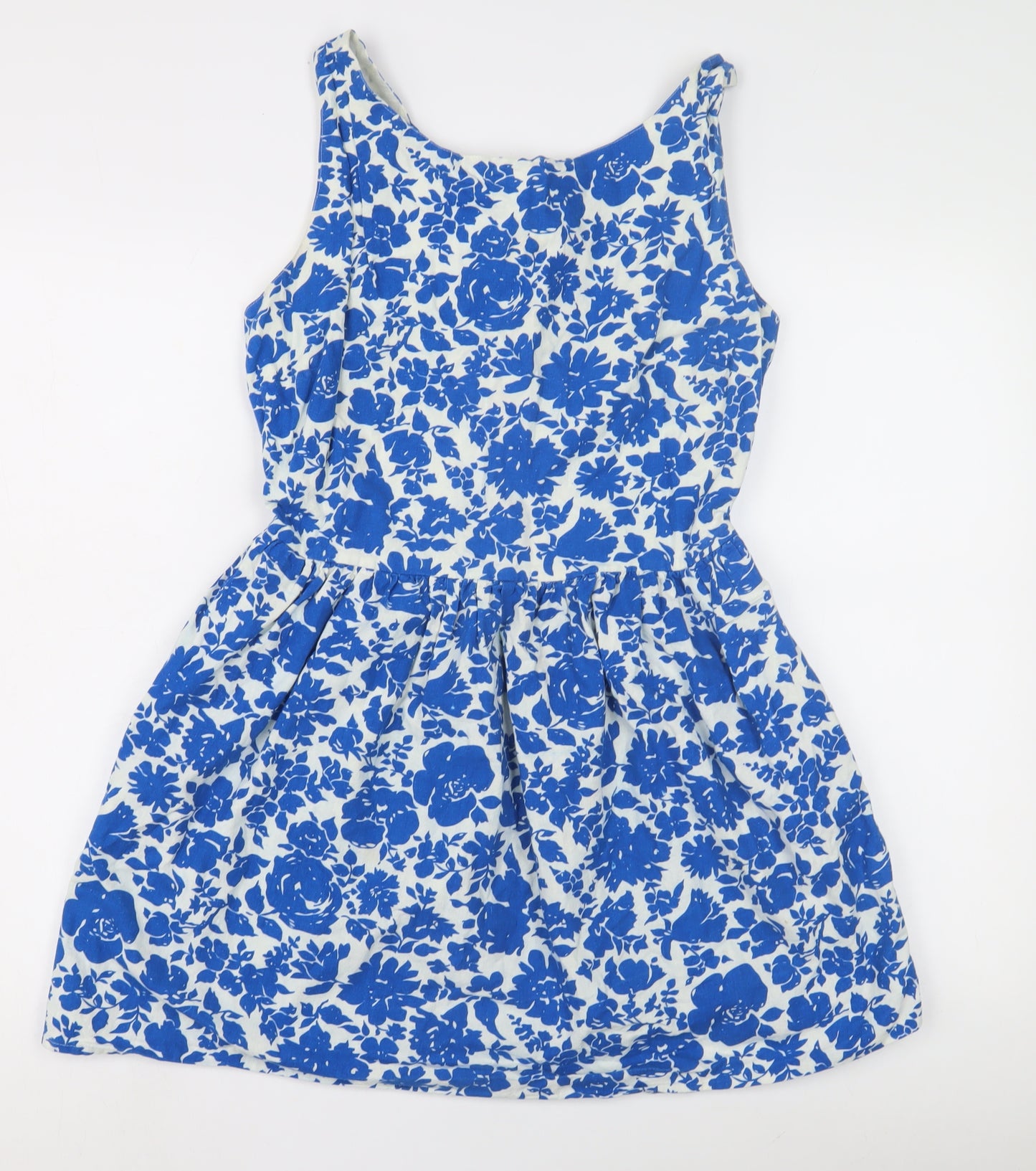 Topshop Women's Blue Skater Dress - Size 12, Floral, Summer