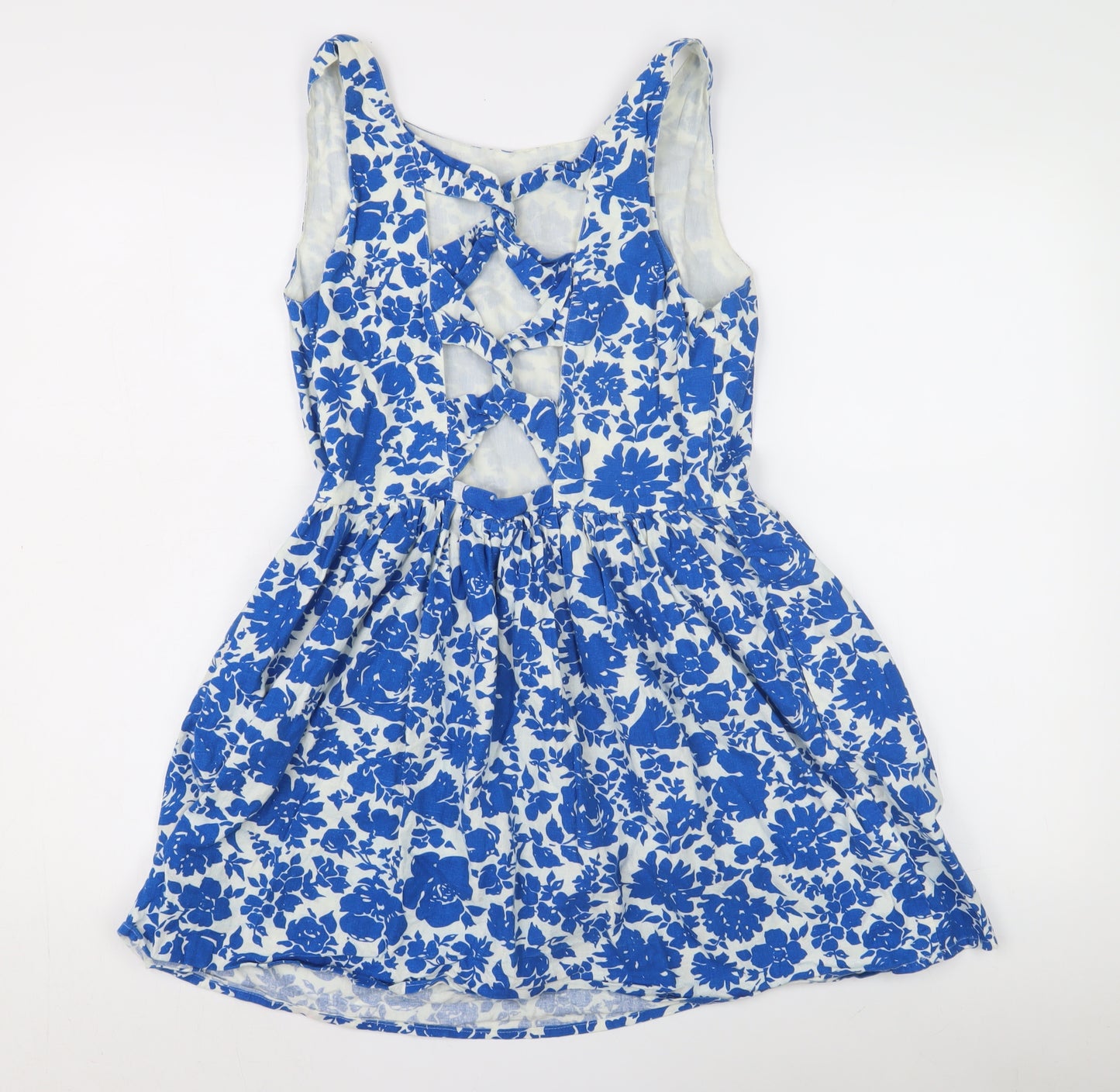 Topshop Women's Blue Skater Dress - Size 12, Floral, Summer