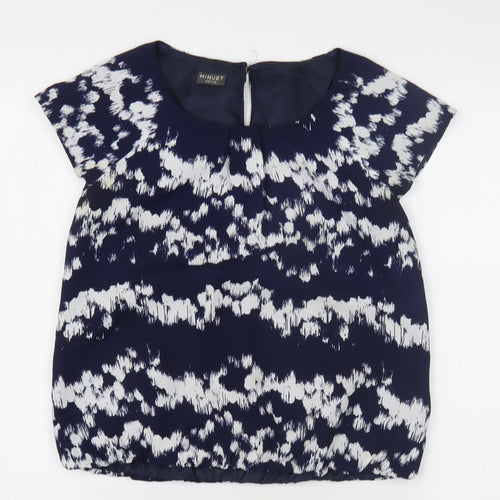 Minuet Women's Blue Petite Abstract Blouse, Size 12