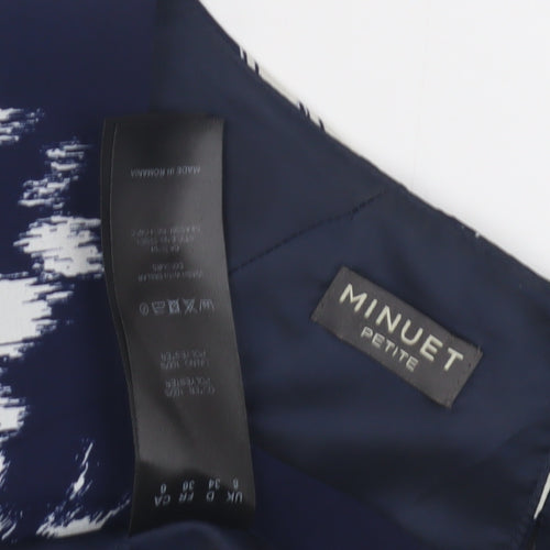 Minuet Women's Blue Petite Abstract Blouse, Size 12