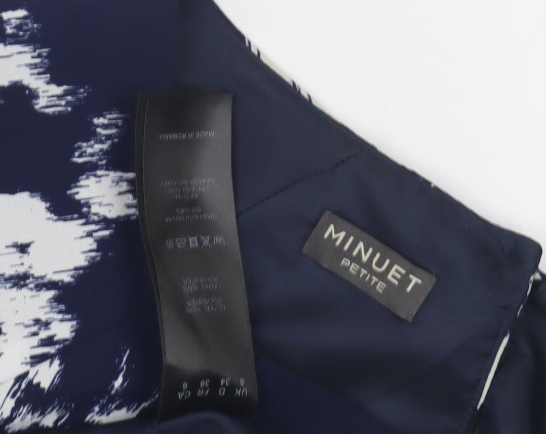 Minuet Women's Blue Petite Abstract Blouse, Size 12