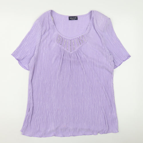 Saloos Women's Purple Blouse, Size 2XL, Scoop Neck, Studded