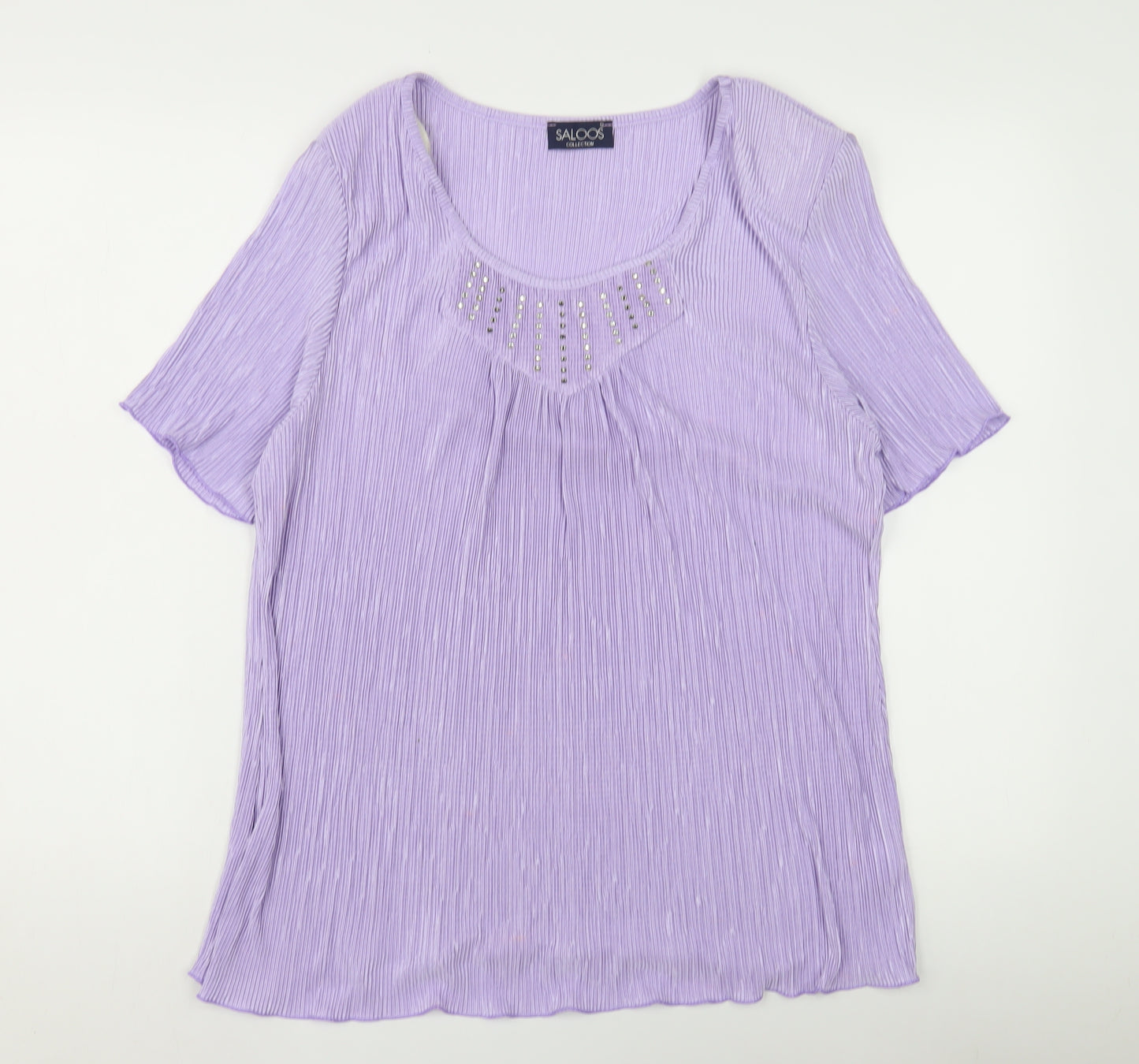 Saloos Women's Purple Blouse, Size 2XL, Scoop Neck, Studded