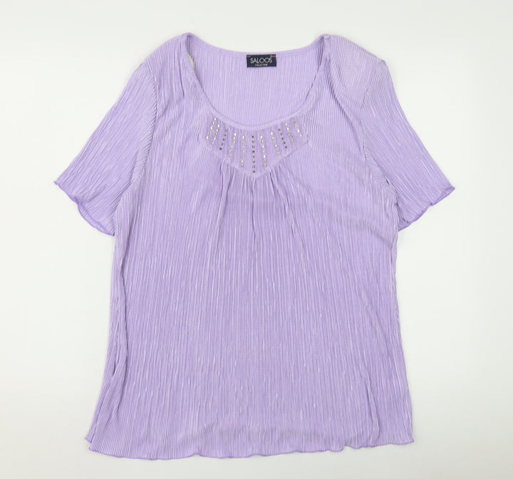 Saloos Women's Purple Blouse, Size 2XL, Scoop Neck, Studded