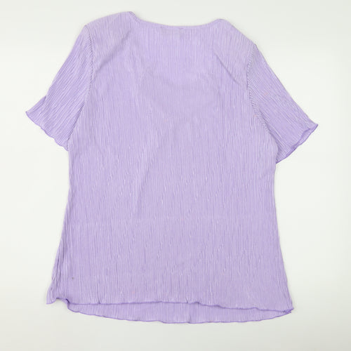 Saloos Women's Purple Blouse, Size 2XL, Scoop Neck, Studded