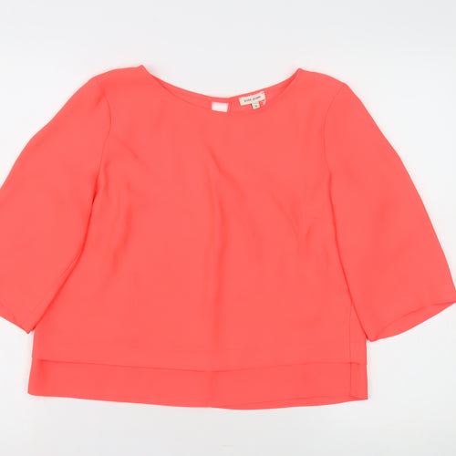 River Island Women's Pink Blouse Size 8 3/4 Sleeve Boat Neck