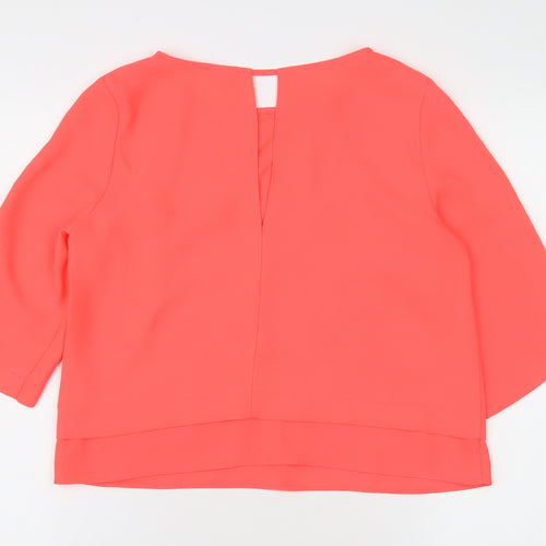 River Island Women's Pink Blouse Size 8 3/4 Sleeve Boat Neck