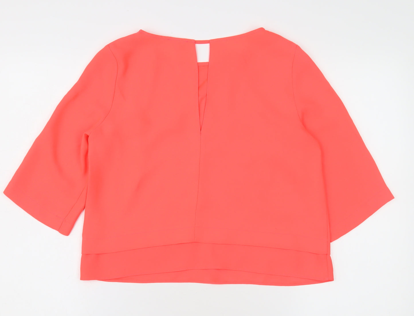 River Island Women's Pink Blouse Size 8 3/4 Sleeve Boat Neck