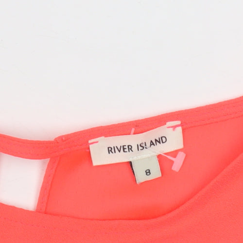 River Island Women's Pink Blouse Size 8 3/4 Sleeve Boat Neck
