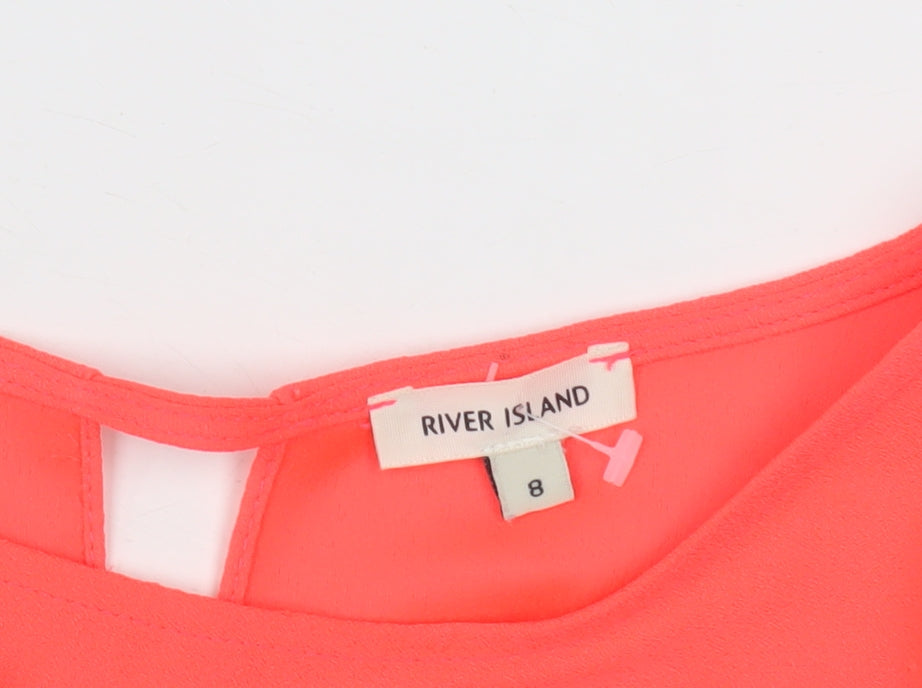 River Island Women's Pink Blouse Size 8 3/4 Sleeve Boat Neck