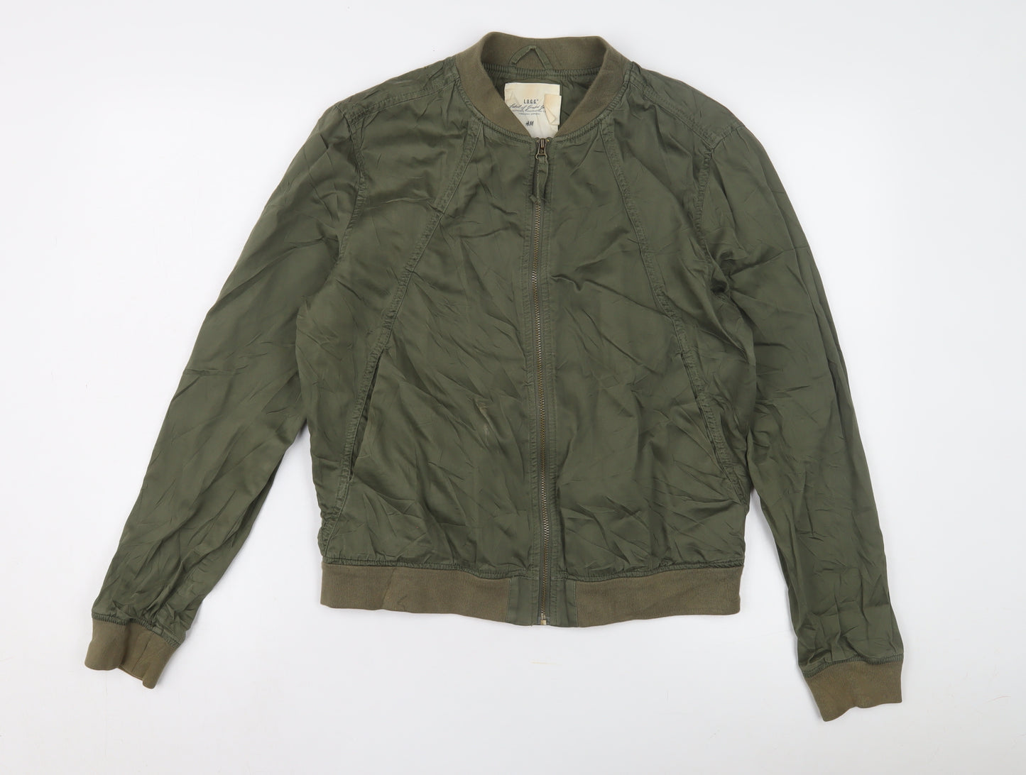 H&M Women's Green Bomber Jacket Size 8