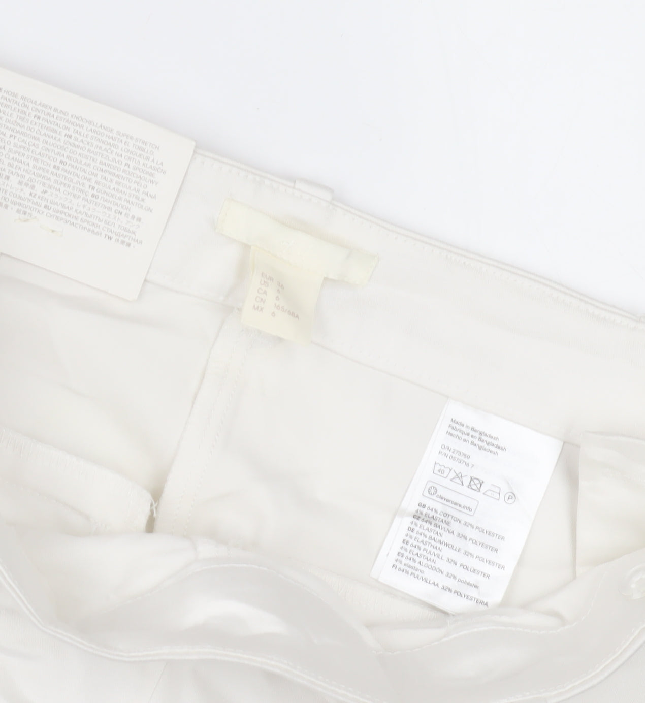 H&M Women’s White Regular Fit Trousers - Size 10