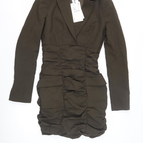 ZARA Women's Green Sheath Dress, Size S, Long Sleeve