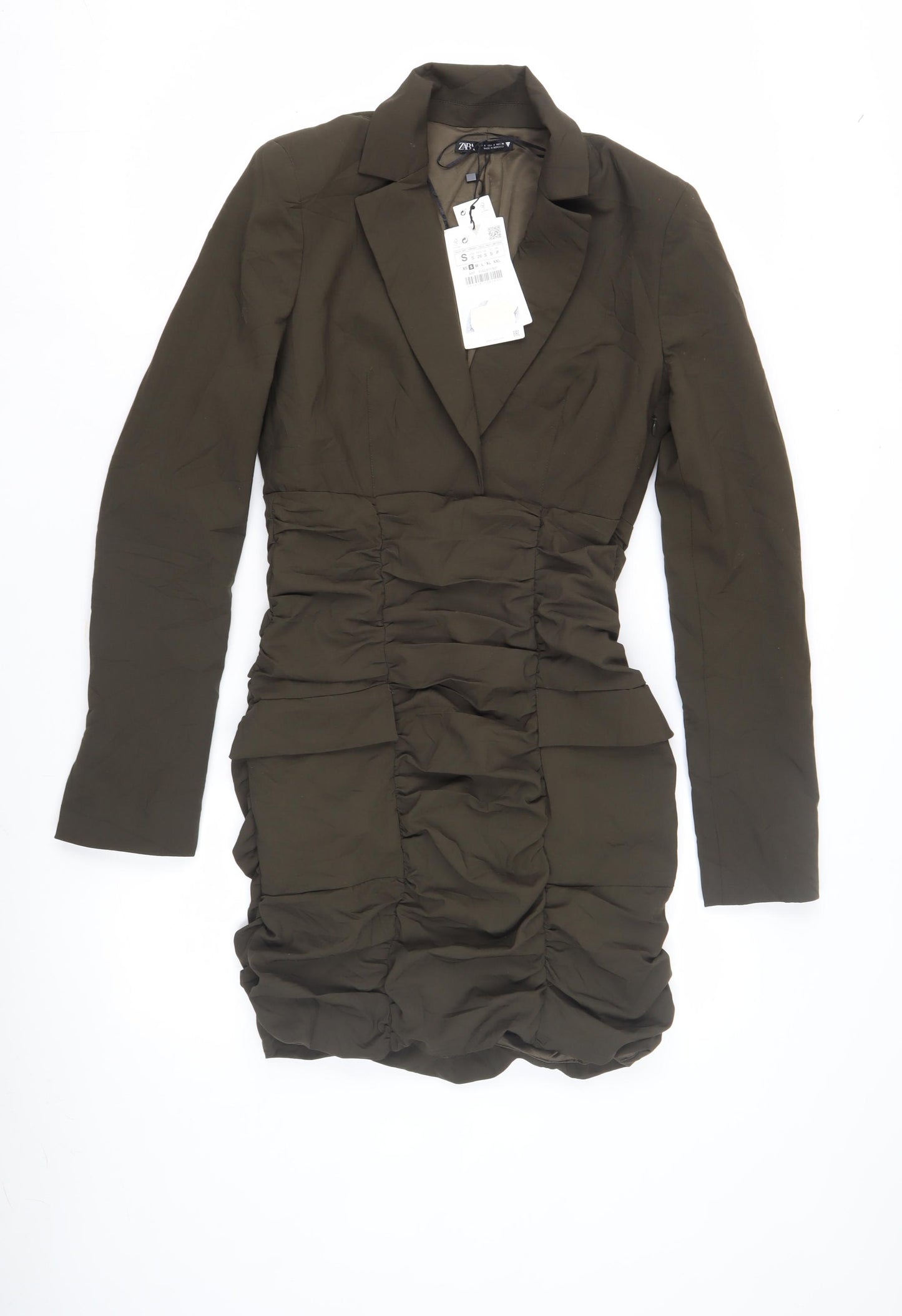 ZARA Women's Green Sheath Dress, Size S, Long Sleeve