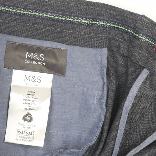 Marks & Spencer Grey Slim Fit Men's Trousers, Size L