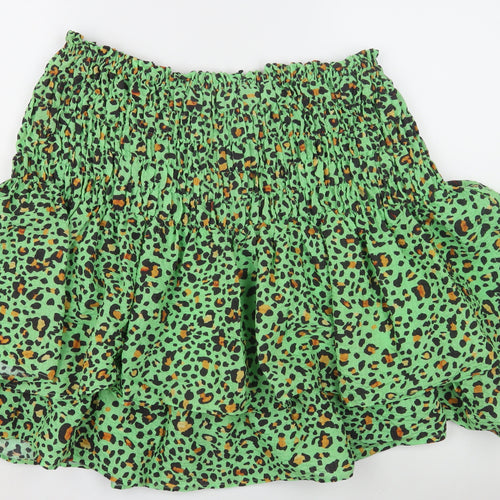 H&M Women's Green Animal Print Flare Skirt XL