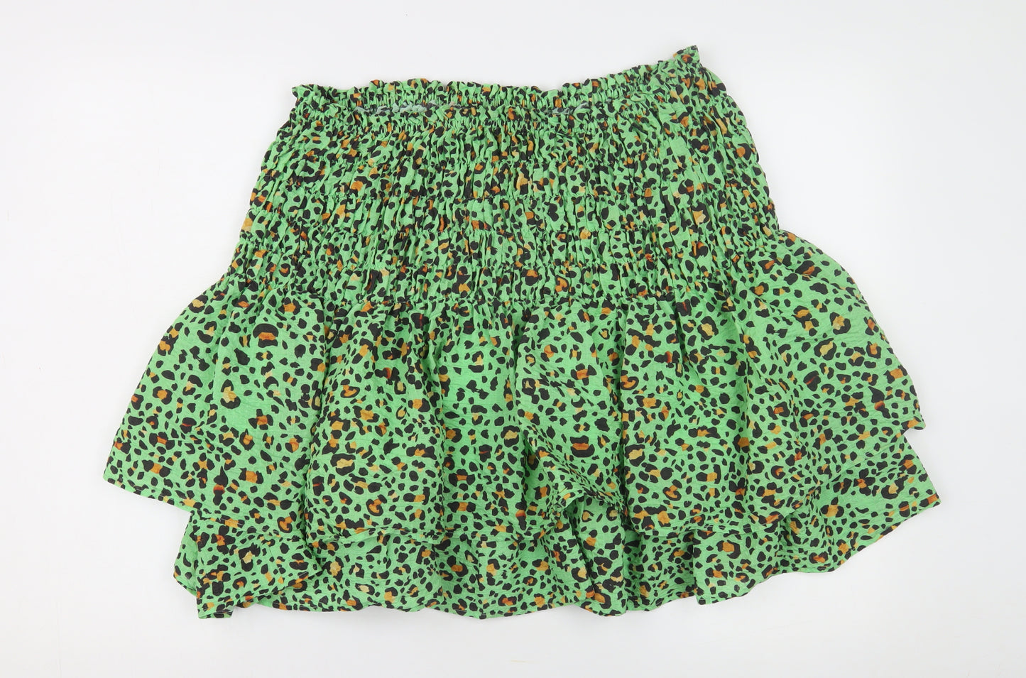 H&M Women's Green Animal Print Flare Skirt XL