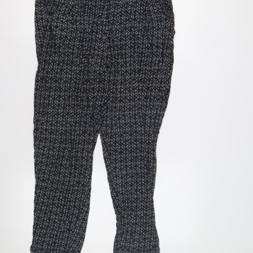 Marks and Spencer Women's Black Geometric Trousers, Size 14