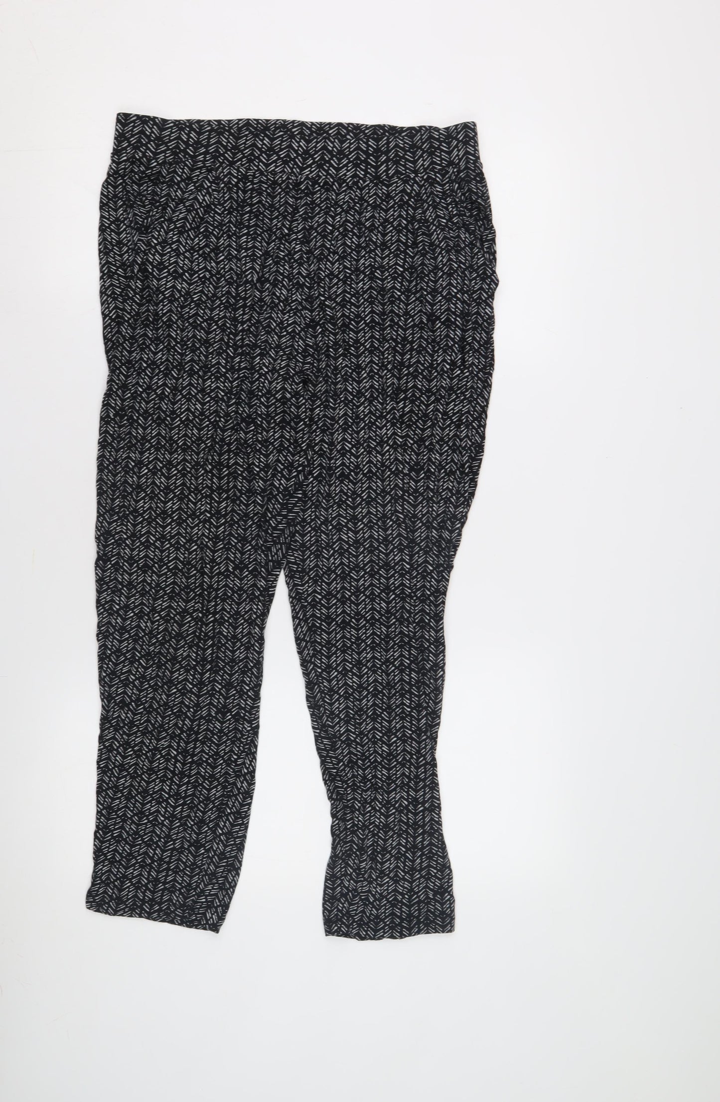 Marks and Spencer Women's Black Geometric Trousers, Size 14