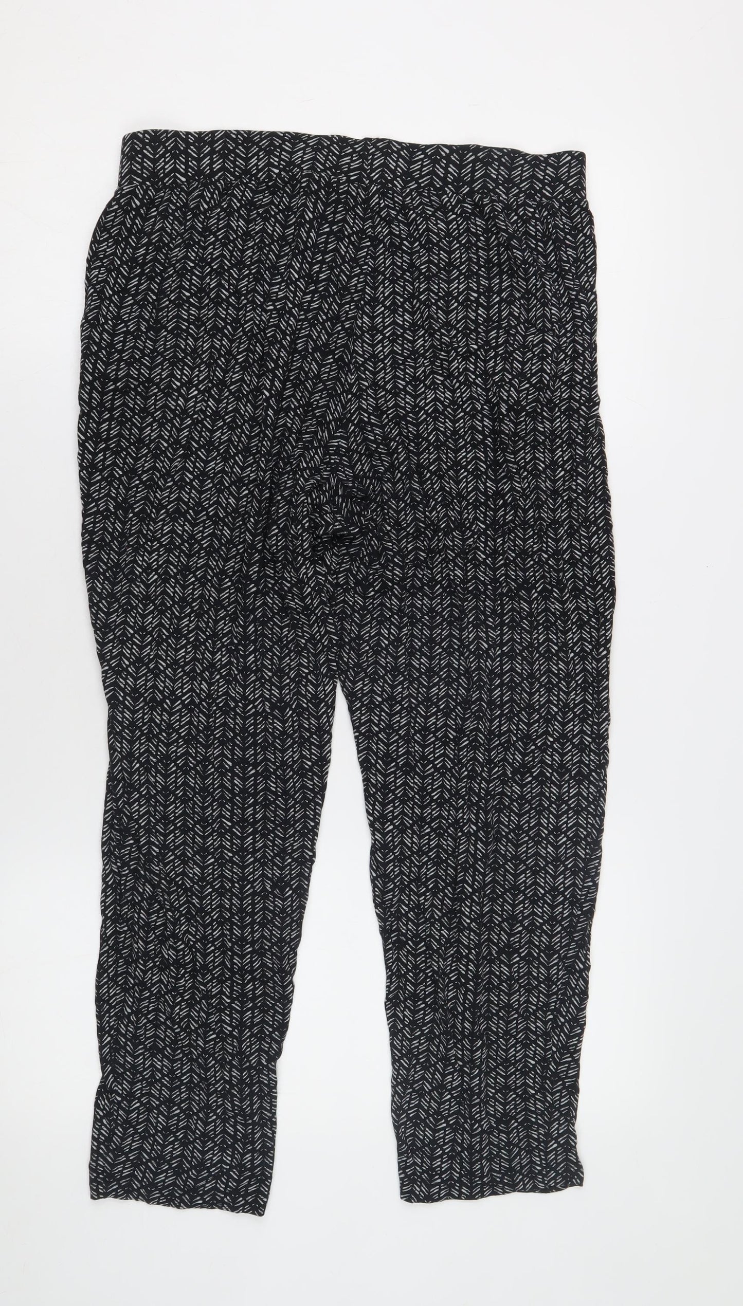 Marks and Spencer Women's Black Geometric Trousers, Size 14