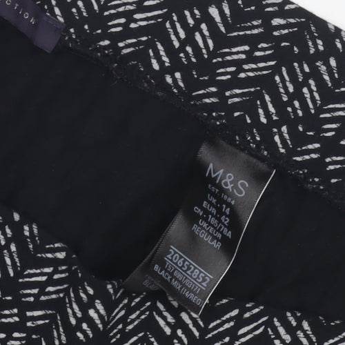Marks and Spencer Women's Black Geometric Trousers, Size 14
